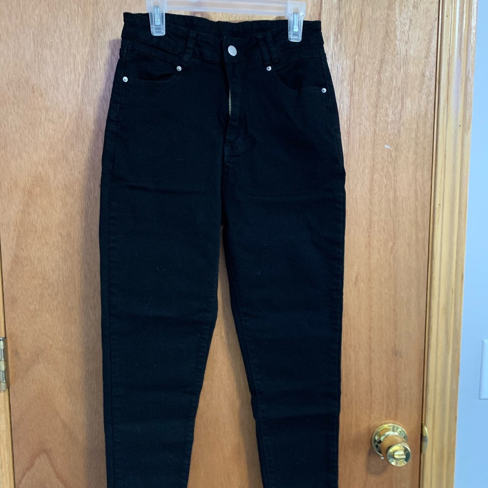 Solid black high waisted jeans